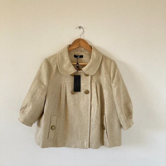 Oli Jackets & Blazers - BNWT Oli Cream cotton blend Women's collared Jacket with Golden Threading Sz 16